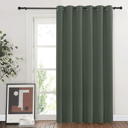 NICETOWN Sliding Door Curtains 84 inches Long, Grommet Blackout Thermal Patio Door Curtain Panel Sliding Door Drapes/Draperies for Room Divider (1 Panel, Dark Mallard, W80 x L84)
