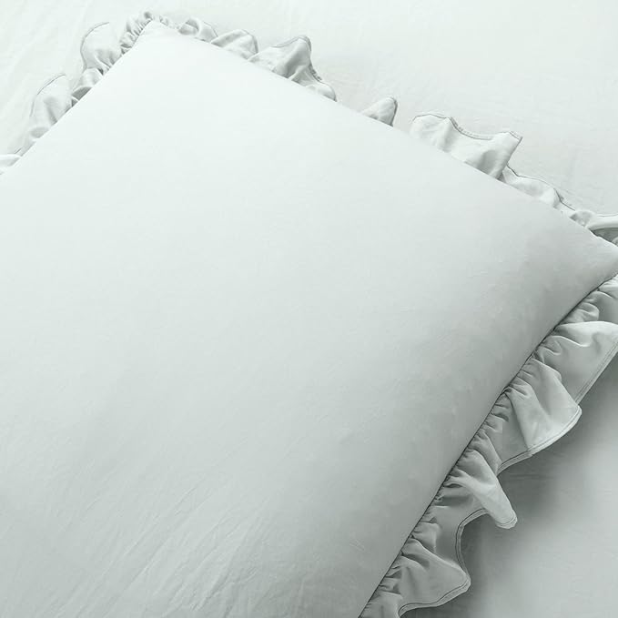 Lush Decor Ruffle Skirt Bedspread Set - 3-Piece Luxurious Farmhouse Bedding - Elegant Ruffle Detail - Timeless Style - Soft Lightweight Sheets - King, Sea Salt