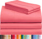 LuxClub 5 PC Sheet Set Bed Sheets Deep Pockets 16" Eco Friendly Wrinkle Free Cooling Machine Washable Hotel Bedding Silky Soft - Vermilion Split King