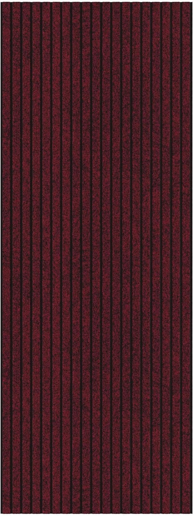 Ottomanson 2' x 12' Hallway Runner with Scraper Pile - Extra Durable Non-Slip Rug Mat for Indoor & Outdoor Use - Ideal for Kitchen, Entryway, Patio & Garage - High-Traffic Carpet, Red