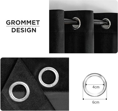 Joydeco Black Velvet Curtains 84 Inches Long, Blackout Grommet Luxury Curtain 2 Panels, Insulated Thermal Privacy Room Darkening Velvet Drapes for Bedroom Living Room (52Wx84L)