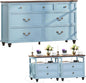 Farmhouse Furniture Set, Nightstands Set of 2 and 7 Drawers Dresser for Bedroom, 54 Inch Wide Wood Dresser and 24" Night Stands with Charging Station for Bedroom, Living Room, Hallway