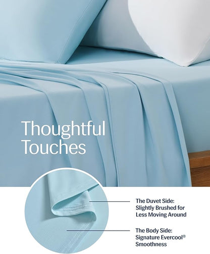 REST® Evercool®+ Top Sheet, Cali King/King Size, Light Blue, 104"X108" (1 Flat Sheet only)