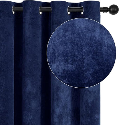 SMILETIME Navy Blue Crushed Velvet Curtains 52x84 inch Luxurious Thermal Insulated Soundproof Drapes for Living Room Bedroom Office Soft and Durable Light-Filtering Window Treatments, 2 Panels