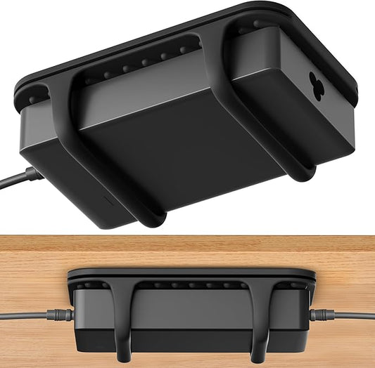 ELETIUO Universal Silicone Laptop Charger Holder,Under Desk Power Brick Mount Organizer for Charging Brick & Cables,Flexible Non-Slip Power Bricks Mount,Secure Supply Holder for Laptop Charger,Black