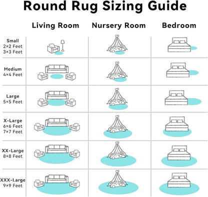 OLANLY Teal Blue Round Rugs for Bedroom - Machine Washable, 3 ft Circle Area Rugs for Living Room, Soft and Fluffy Shaggy Carpet for Teen Girls and Boys, Nursery Rooms, Dorms, Home Decor Aesthetic