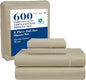 LANE LINEN 600 Thread Count 100% Mercerized Cotton Full Bed Sheets Set, Ultra Soft Sateen Weave Fully Elasticized Fitted, Soft & Comfy Natural Cooling Full Sheet & Pillowcase Set - Linen