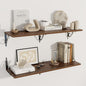 Dreamland Deep Floating Shelves, 40" W x 12" D Wall Shelves Set of 2, Wide Display Shelf Wall Mounted with Brackets, Bookshelf for Living Room, Bathroom, Bedroom, Walnut
