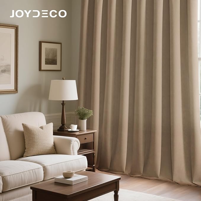 Joydeco Toffee Brown Velvet Curtains 90 Inches 2 Panels, Luxury Thermal Insulated Soft Brown Curtains for Bedroom & Living Room, Room Darkening Velvet Drapes, Rod Pocket (52W x 90L)
