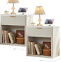 LEYAOYAO Fluted Farmhouse Nightstand Set of 2 with Charging Station, 23" Wide 1 Drawers End Table,White Dresser for Bedroom,Bed Side Table Chest of Drawers Cabinet,Wood Night Stand for Living Room