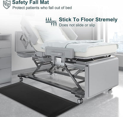 70"x24"x1/2" Thick Medical Bedside Fall Safety Protection Floor Mat for Elderly Senior Handicap,Reducing Injury Risk and Impact, Prevent Bed Falling, Anti Fatigue, Non-Slip Beveled Edge