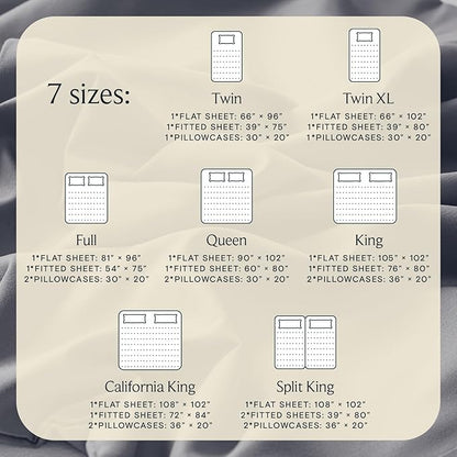 LuxClub 4 PC Queen Sheet Set, Deep Pockets Wrinkle Free Cooling Bed Sheets Hotel Bedding for Women, Men, Includes 1 Fitted Sheet, 1 Flat Sheet and 2 Pillowcases-Soft Light Grey