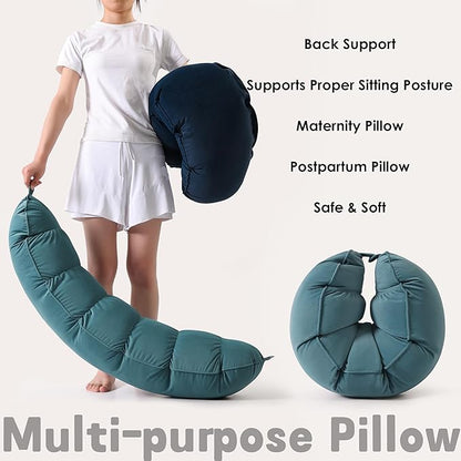 Peallow(Pat. Pend) – Long Round Body Pillow for Adults, Bolster Pillow for Sleeping, Soft and Supportive Pillow for Sleeping & Lumbar Support (Slate Blue,39")