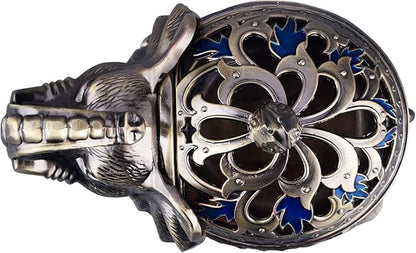 K COOL Metal Backflow Incense Holder Elephant Cone Incense Burner Candle Holder with Lid, Aromatherapy Ornament Home Office Decoration for Indoor Outdoor (Navy Blue)