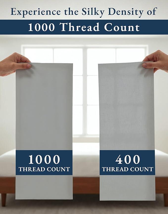 LANE LINEN 100% Egyptian Cotton Bed Sheets California King - 1000 Thread Count, Soft & Comfy Luxury Hotel Like Thick Bedding Sheets & Pillowcase Set, Machine Wash 15" Deep Pocket Sheet Set - Silver