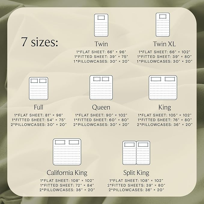 LuxClub 4 PC Full Sheet Set, Deep Pockets Wrinkle Free Cooling Bed Sheets Hotel Bedding for Women, Men, Kids & Teens, Includes 1 Fitted Sheet, 1 Flat Sheet and 2 Pillowcases-Soft Olive