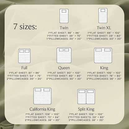 LuxClub 4 PC California King Sheet Set, Deep Pockets Wrinkle Free Cooling Bed Sheets Hotel Bedding for Women, Men, Includes 1 Fitted Sheet, 1 Flat Sheet and 2 Pillowcases-Olive