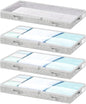 Low Profile Under Bed Storage, 3-Inch High Foldable Underbed Storage Bins with Lid & Zipper, No Structure, Super Slim Clothes Organizer for Crib Dorm Couch Low Bed, 6-Pack, Clear Top