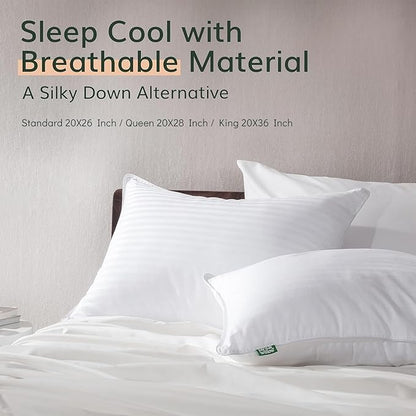 Fern and Willow Premium King Size Bed Pillows - Set of 2, 36"x20" - Luxurious Ultra-Soft Cooling Pillow - Hotel Quality, Down Alternative Fill, Medium Firm Support for Side, Back & Stomach Sleepers