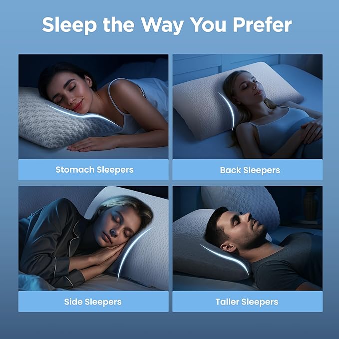 Sophia & William Cooling Bed Pillow for Sleeping (Queen Size) Adjustable Shredded Memory Foam Pillow for Side, Back and Stomach Sleepeers