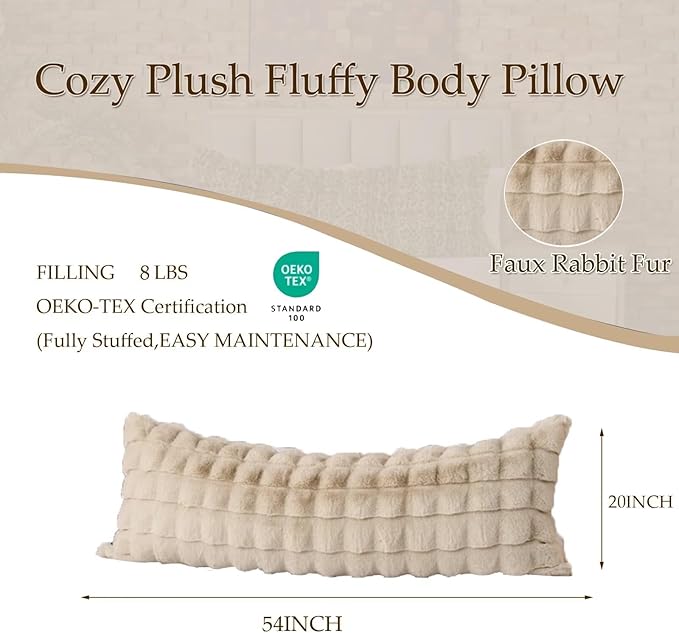 Full Body Pillow 20x54 Inch,Memory Foam Pregnancy Pillow for Side Sleepers,Orthopedic Back Support Maternity Pillow for Women (with Removable Cover)-Taupe Chocolate