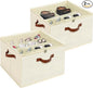 Shoe Organizer for Closet, Foldable Shoe Storage Box with Clear Top Lid, 3 Leather Handles, Adjustable Dividers, Fits 8-16 Pairs, Stackable Shoe Bin for Bedroom (Beige, 2 PCS/16.9*11.8*1.57 inch)