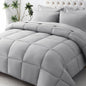 JOLLYVOGUE Twin Comforter Set, Ultra-Soft Bed in a Bag Twin Size 5 Pieces, Oeko-TEX Certified Bedding Set with Down Alternative Comforter, Sheets, Pillowcases & Shams, Light Grey