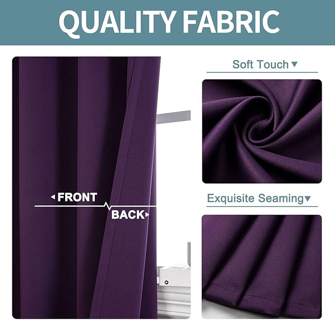ChrisDowa Grommet Blackout Curtains for Bedroom and Living Room - 2 Panels Set Thermal Insulated Room Darkening Curtains (Royal Purple, 52W x 84L)