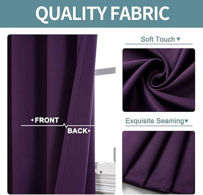 ChrisDowa Grommet Blackout Curtains for Bedroom and Living Room - 2 Panels Set Thermal Insulated Room Darkening Curtains (Royal Purple, 42W x 84L)