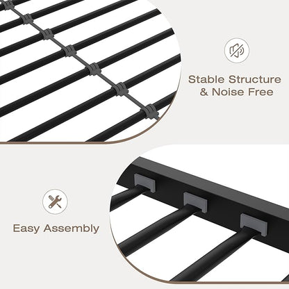 VECELO Bunk Bed Twin Over Twin, Metal Bunkbeds with Ladder and Full-Length Guardrail, No Box Spring Needed, Space Saving, Noise Free, Black