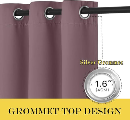 NICETOWN Blackout Bedroom Curtain 72 inches Long - Grommet Sound Reducing Window Treatment Privacy Drape Room Darkening Light Blocking for Living Room (Dry Rose, 1 Panel, W52 x L72)