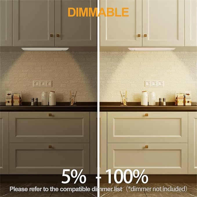 Ansen 2Packs of Under Cabinet Lighting Hardwired, 24in 18W 1237LM Dimmable Led Light for Kitchen/Closet, CRI 92+, R9 90+, 3 Color Temperature, 3000K/4000K/5000K(Warm White, Cool White, Daylight)