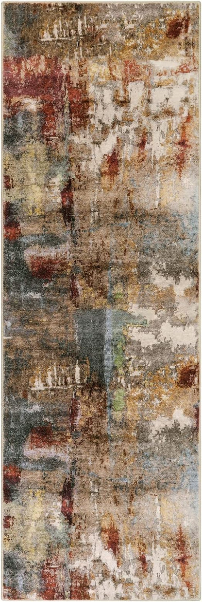 Lahome Modern Abstract Kitchen Runner Rugs Non Skid Washable, 2x6 Rug Runners for Hallways Bathroom Laundry Room, Non Slip Indoor Floor Carpet Runner for Bedroom Home Decor, Red/Multi