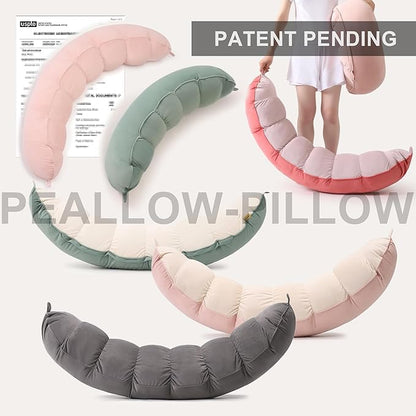 Peallow(Pat. Pend) – Long Round Body Pillow for Adults, Bolster Pillow for Sleeping, Soft and Supportive Pillow for Sleeping & Lumbar Support (Misty White,39")