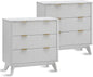 T4TREAM Fluted 3 Drawers Nightstand Set of 2, Oversized Extra Large Modern Side Table with Faux Marble Top, End Table Bedside for Bedroom, Living Room, Curved Profile Design, Solid White