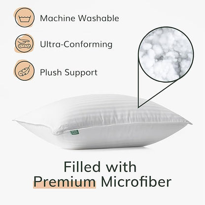 Fern and Willow Premium Bed Pillows - Set of 2, 26"x20" - Luxurious Ultra-Soft Cooling Pillow - Hotel Quality, Down Alternative Fill, Medium Firm Support for Side, Back & Stomach Sleepers