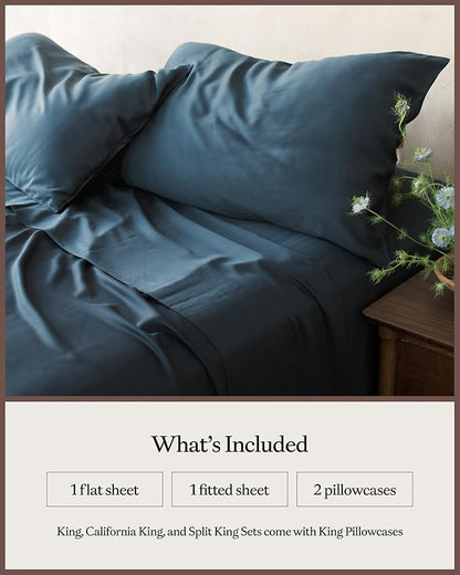 Cozy Earth Luxury Bed Sheet Set - 100% Viscose from Bamboo Fabric, Ultra-Soft & Breathable, Fits Regular & Deep Pocket Mattresses up to 20" - 4 Pieces King Sheet Set Pacific Blue