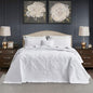 CHIXIN Oversized King Bedspread 128x120 Extra Wide - Lightweight Bedding Cover - Beautiful Stitching - 5 Piece Reversible Bedspread - Gorgeous Damask Paisley Pattern (King/Cal King, Pure White)