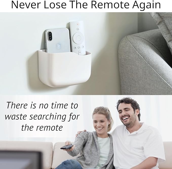 LINFIDITE 2 Pack TV Remote Holder Wall Mount Remote Control Holder for Bed Universal Bedside Wall Remote Holder Caddy Organizer Hole-Free Remote Control Holder (For 2 Or 3 Remote Controls–White