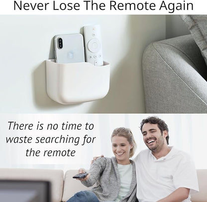 LINFIDITE 2 Pack TV Remote Holder Wall Mount Remote Control Holder for Bed Universal Bedside Wall Remote Holder Caddy Organizer Hole-Free Remote Control Holder (For 2 Or 3 Remote Controls–White