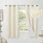 Linen Blackout Curtains for Bedroom Narrow Window, Thermal Insulated Complete Light Blocking Privacy Soundproof Small Curtains for Basement, Each 38 Inch Wide 63 Inch Length 2 Panels, Cream