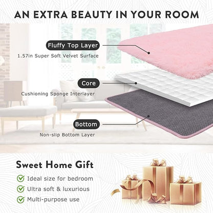 8x10 Area Rugs for Living Room, Large Pink Fluffy Rugs for Bedroom Girls Kids Room Dorm Home Decor, Soft Fuzzy Shaggy Shag Carpet Rug