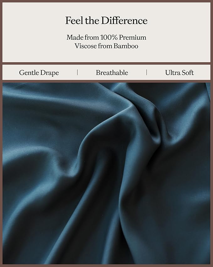 Cozy Earth Luxury Bed Sheet Set - 100% Viscose from Bamboo Fabric, Ultra-Soft & Breathable, Fits Regular & Deep Pocket Mattresses up to 20" - 4 Pieces Full Set Pacific Blue