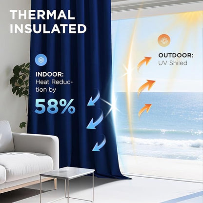 Joydeco Royal Blue 100% Blackout Curtains 84 Inch 2 Panels, Luxury Thermal Royal Blue Velvet Curtains for Bedroom Living Room, Soundproof Blackout Window Drapes, Grommet Top (52W x 84L)