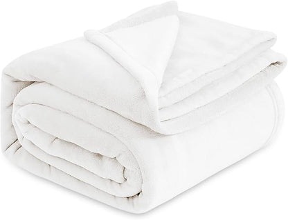 Bedsure GentleSoft Fleece Blankets Queen Size White - Bed Blanket Soft Lightweight Plush Fuzzy Cozy Luxury Microfiber, 90x90 inches