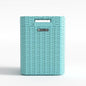 Ypati Handwoven 4 Gallon Rattan Trash Can with Lid, Boho Style Decorative Indoor and Outdoor Trash Bin with Shelf, Waste Basket for Bathroom, Kitchen, Patio, with Trash Bags, Turquoise Blue, Eureka