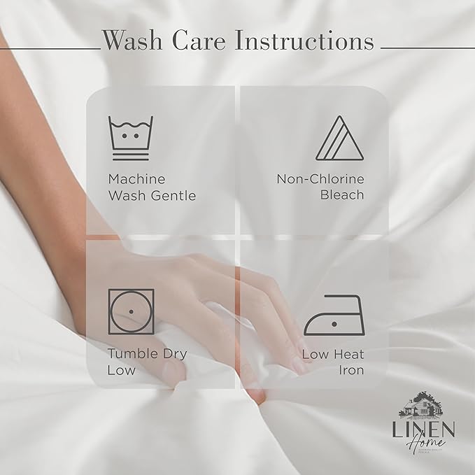 Linen Home 100% Cotton Percale Sheets King Size, Silver, Deep Pocket, 4 Pieces Set - 1 Flat, 1 Deep Pocket Fitted Sheet and 2 Pillowcases, Crisp Cool and Strong Bed Linen