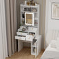 ARTETHYS Small Vanity Desk with Sliding Mirror and Lights White Makeup Vanities Set with Drawers Compact Dressing Table with Cabinet and Adjustable Shelves for Bedroom