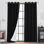 RYB HOME 4-in-1 Dust Filtering Soundproof Blackout Insulating Privacy Window Curtains for Nursery Bedroom Living Room Rivider Sound Absorption Sheet, Black, W52 x L90 inch, 2 Panels