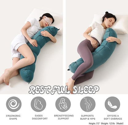 Peallow(Pat. Pend) – Long Round Body Pillow for Adults, Bolster Pillow for Sleeping, Soft and Supportive Pillow for Sleeping & Lumbar Support (Slate Blue,39")